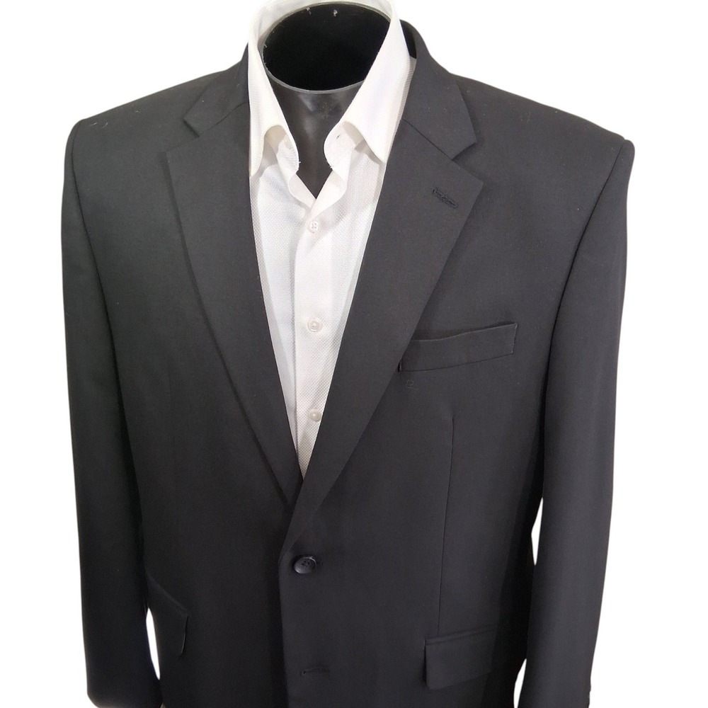 Haggar H26 Blazer Mens‎ 44R Solid Black Classic Fit Premium Stretch NEW